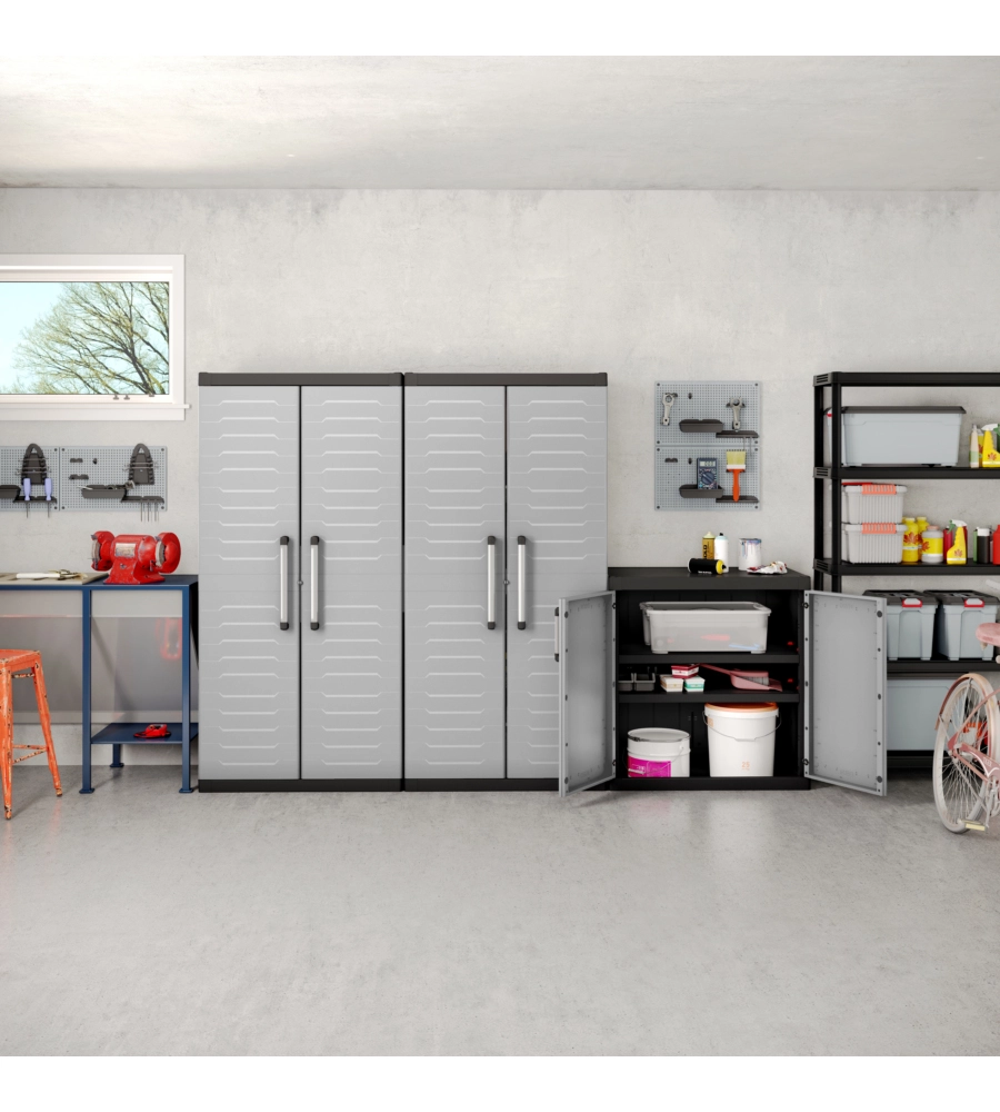 Armadio in resina basso keter "detroit xl" grigio, 89x54x93 cm